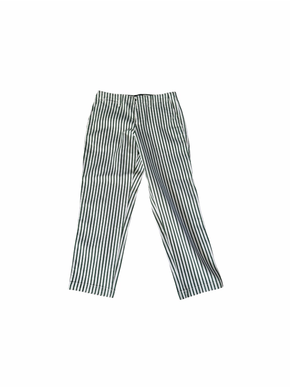 Lands' End Forest Green and White Striped Summer Pants